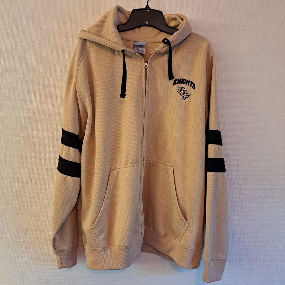 Knights Apparel UCF Knights Zip Hoodie Mens XL Tan Excellent Embroidered Stripes